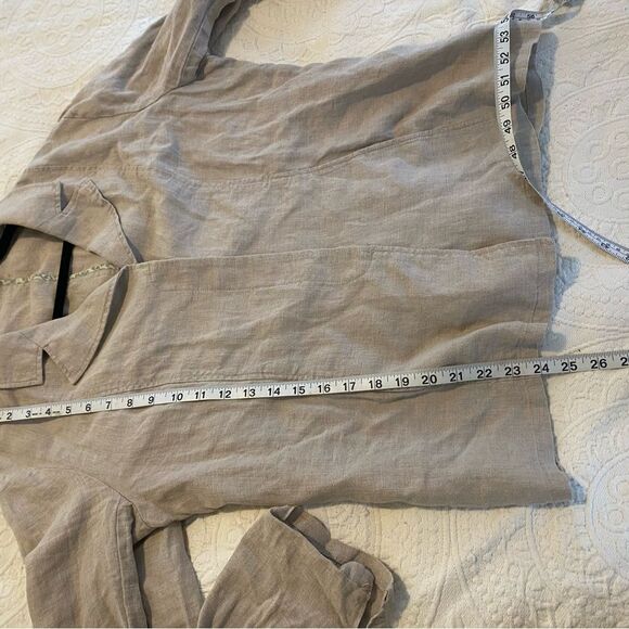 Coldwater Creek size 14 100% Linen Neutral Coastal Lightweight Blazer - Picture 6 of 9